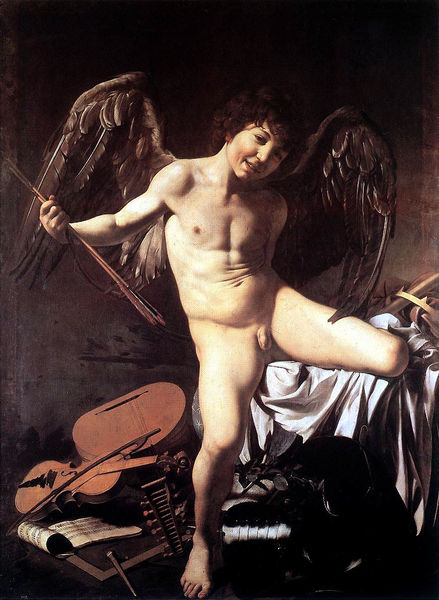 -Amor Vincit Omnia - una rappresentazione del dio dell'amore, Eros. Caravaggio, c. 1601-1602.